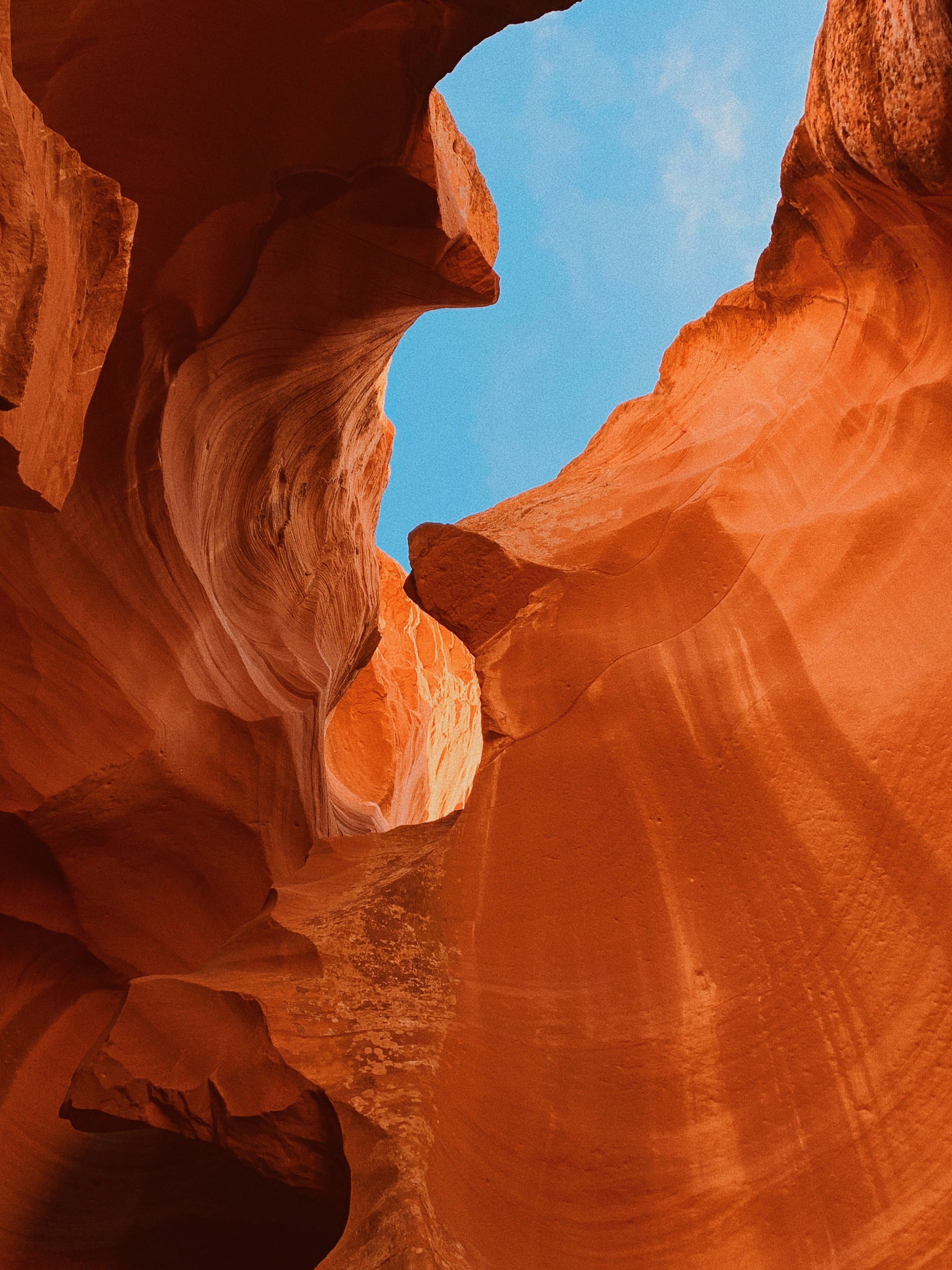 Antelope Canyon with blue sky